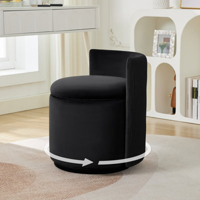 Fauteuil demi-tonneau pivotant rembourré avec rangement