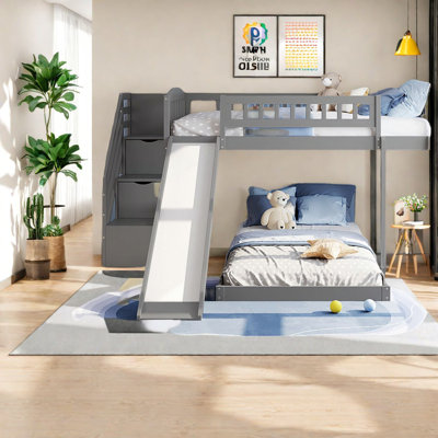 Lit simple au-dessus de simple avec tiroirs de rangement en bois