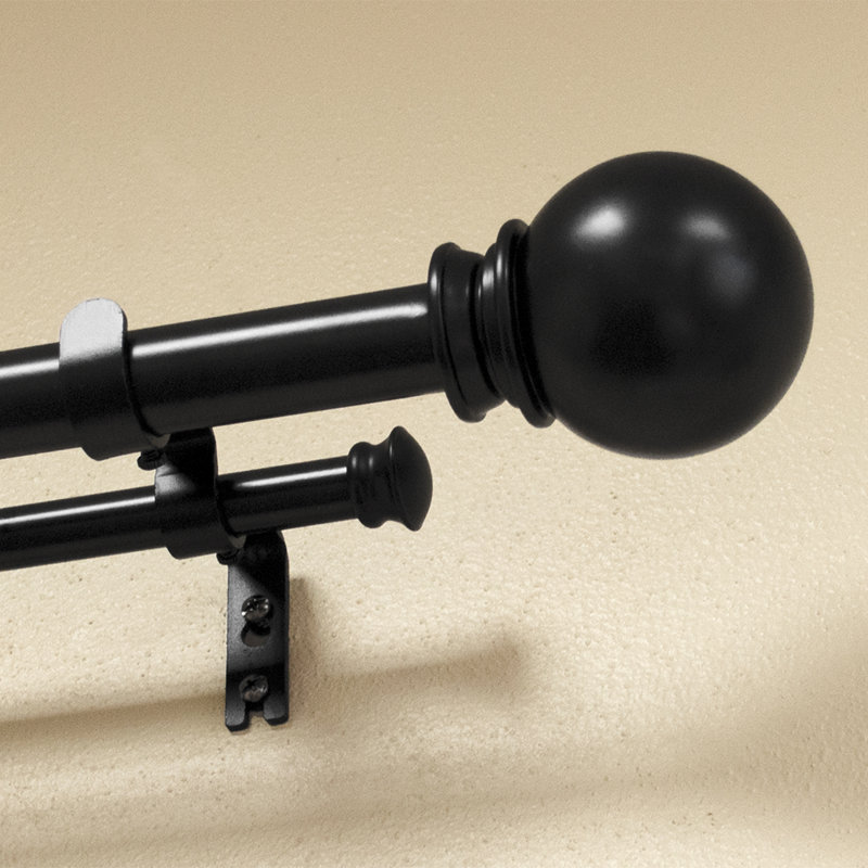 Havsa Steel Adjustable Double Curtain Pole, Black