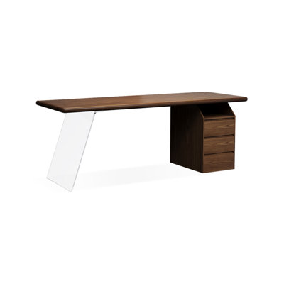 Nut-brown Rectangular Solid Wood with 3 drawers Executive Desk, Office desk