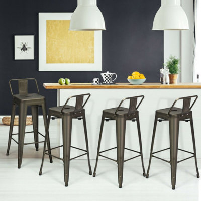 30 Inch Set Of 4 Vintage Metal Bar Stool With Removable