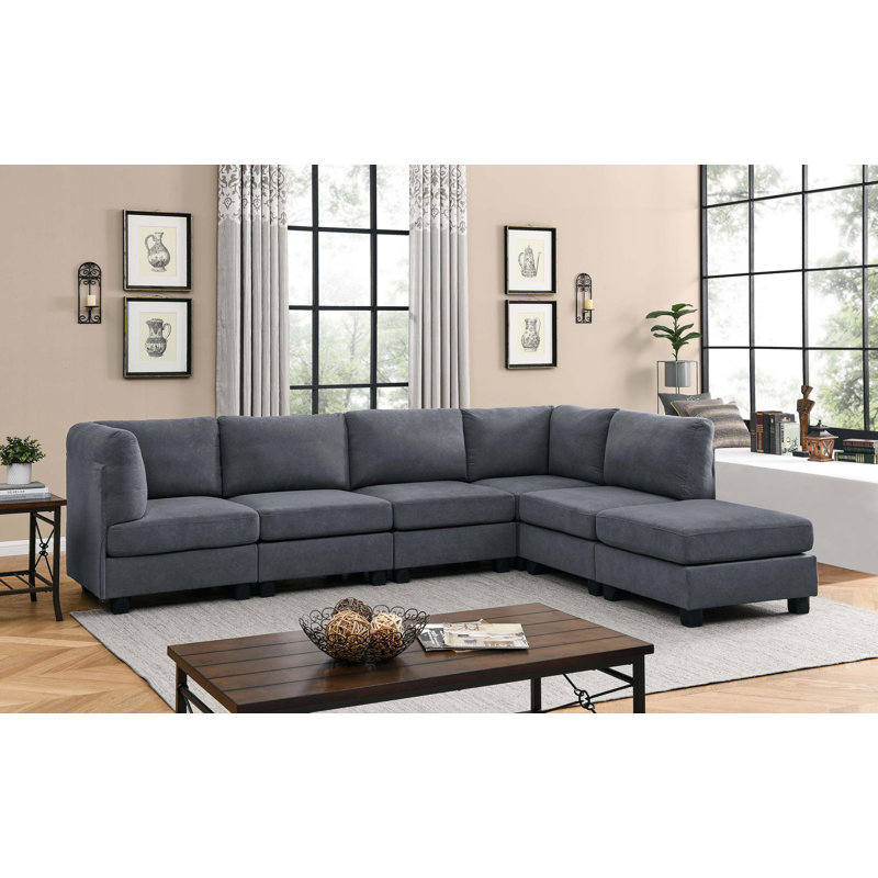 Canapé modulaire en polyester durable, Polyester - Gris foncé