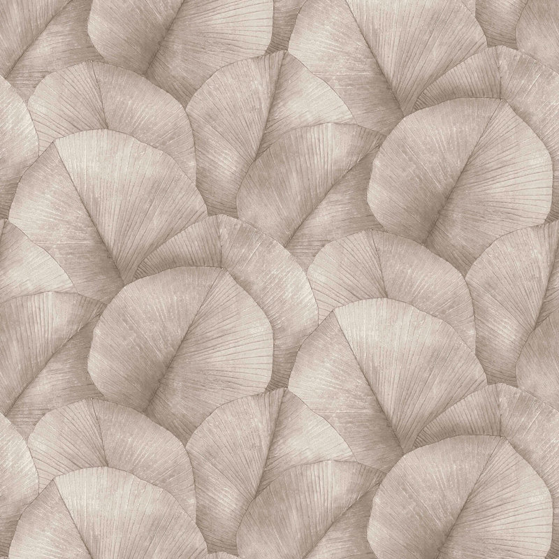 Kumano Repeatable Palm Leaf 4-Panel Wall Mural, Brown