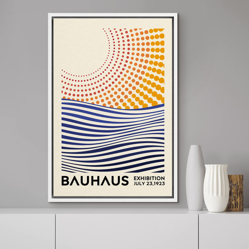 Oeuvre classique «Mid-Century Bauhaus géométrique soleil et océan» sur, Blanc, H 24 po x l 16 po