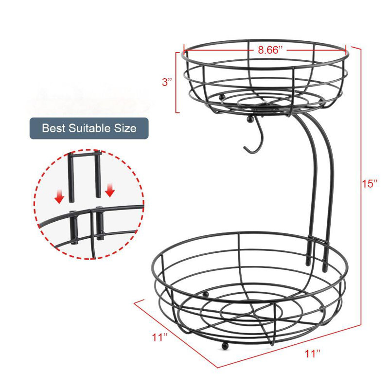 Rangement en fer pour fruits et légumes à 2 niveaux