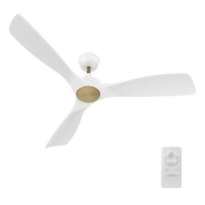 52" DC Motor White Ceiling Fan with Remote Control, Downrod Included, without Light