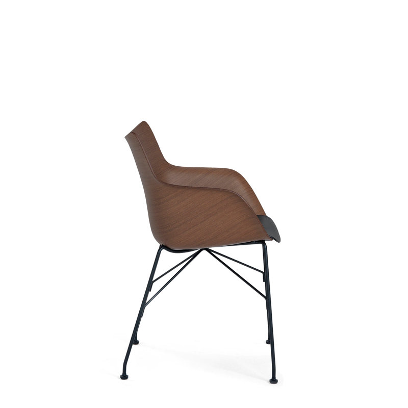 SmartWood Arm Chair, Veneer Dark Wood with Black