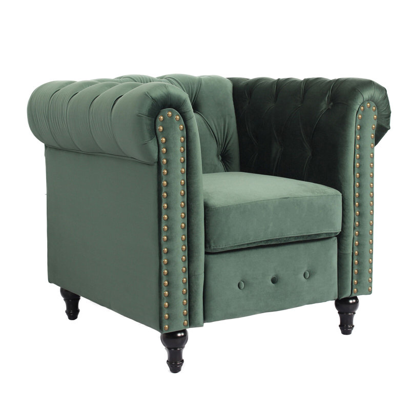 Upholstered Armchair, Velvet, Green