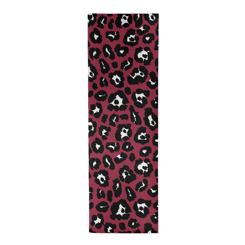 Imprimé animalier rouge/noir/blanc Tapis décoratif, Tapis de couloir 2 pi 6 po x 8 pi