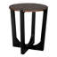 Brown & Black Wood Side Table, 22.20 - Inch Table Head, 26.2 Height, Ideal For Decor Items And Drinks, Indoor Outdoor Utilization, Easy Assembly Task Solid Colour Blend, Round Segment, Tall, Can Hold