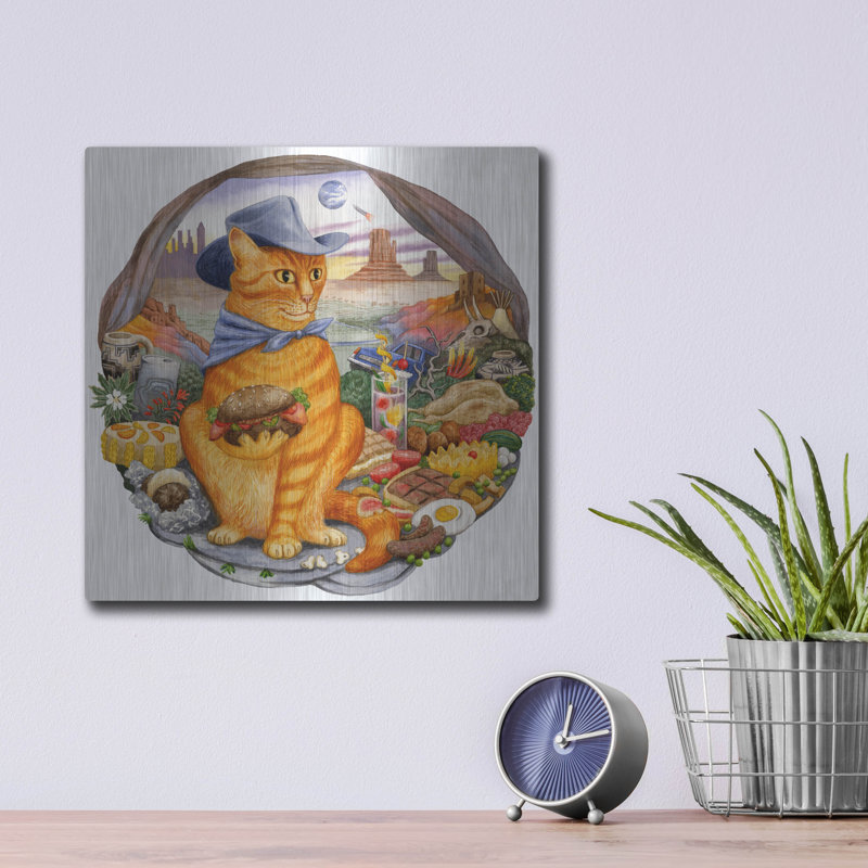  «Nevada Cat» par Gale Pitt, art mural en métal, 12 po x 12 po, H 12 po x l 12 po
