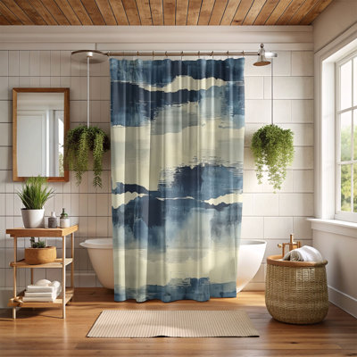 Blue Swipes - Rideau de douche Premium