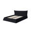 King Size Upholstered Platform Bed With Special Shaped Velvet Headboard, Metal & Solid Wood Frame,Black