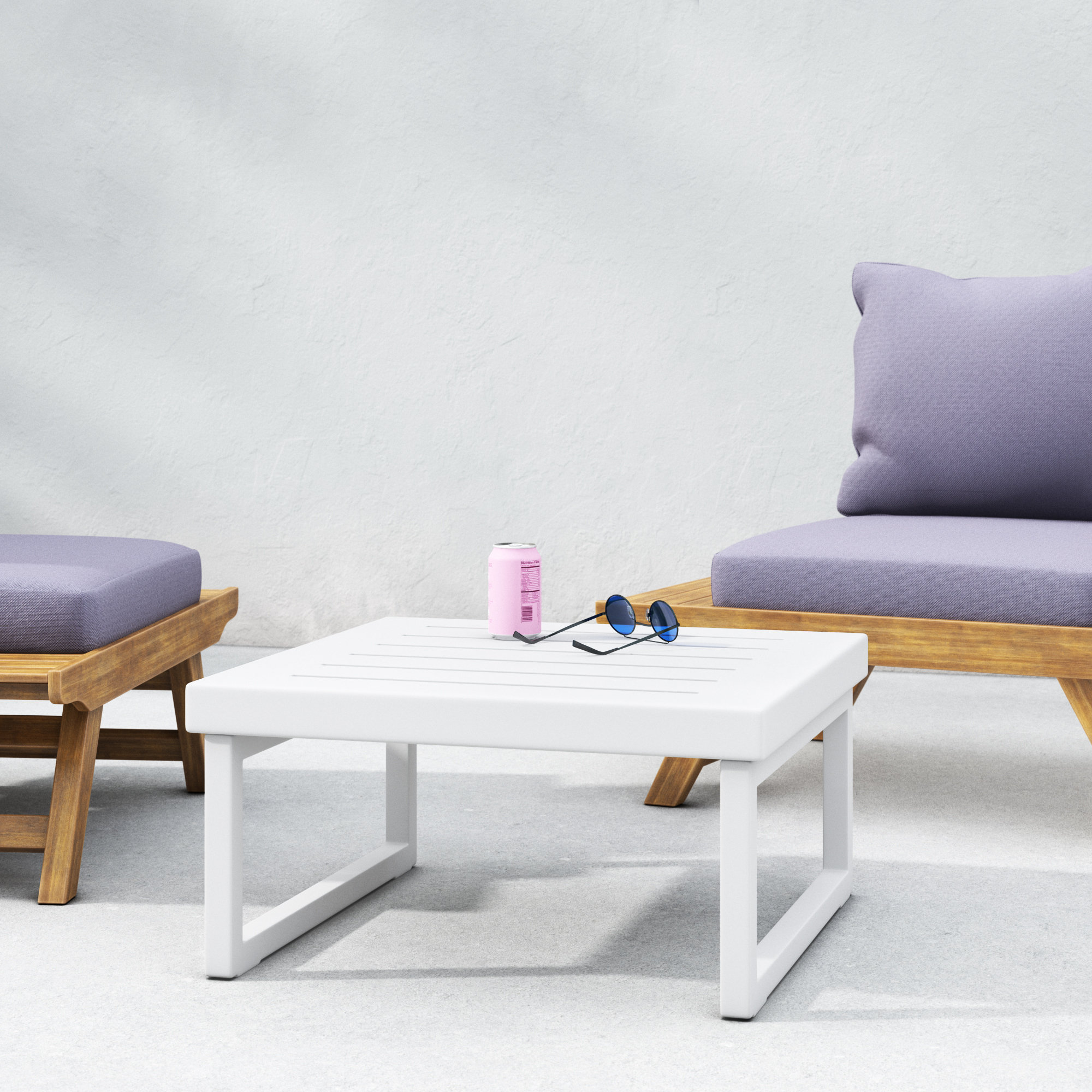 Lane 25.5'' Plastic / Acrylic Outdoor Coffee Table, White
