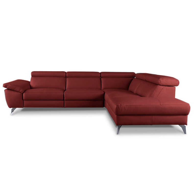 La Crosse Genuine Leather Corner Sofa, Right Hand Facing, Red