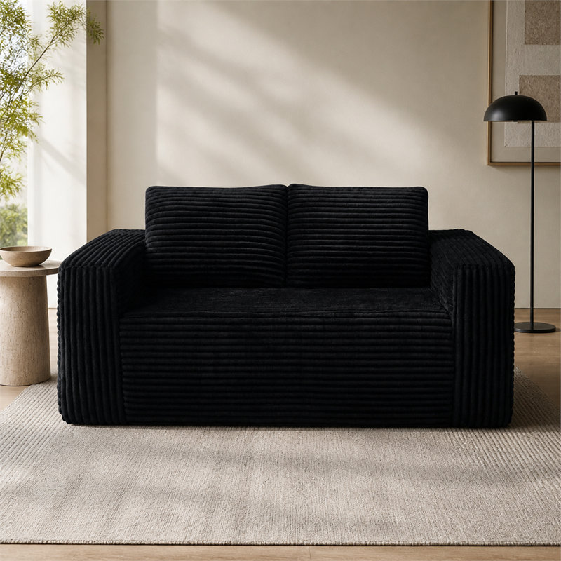 Causeuse en velours côtelé sans cadre, coussins en mousse à haute densité, petit canapé