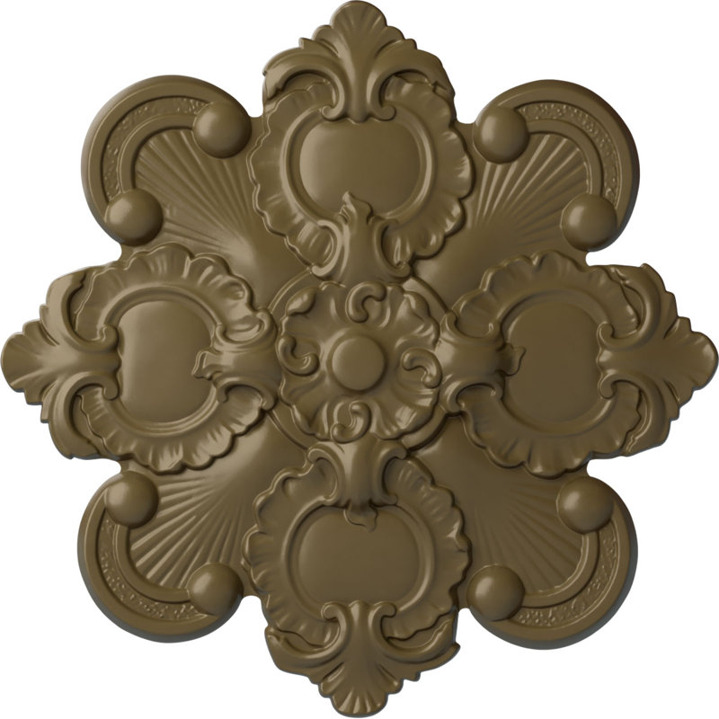 Médaillon de plafond Endurathane Crawley, l 18 po x H 18 po x P 3 1/4 po x P 1 1/2 po (convient aux auvents jusqu'à 6 3/4 po), finition craquelée topaze fumée peinte à la main