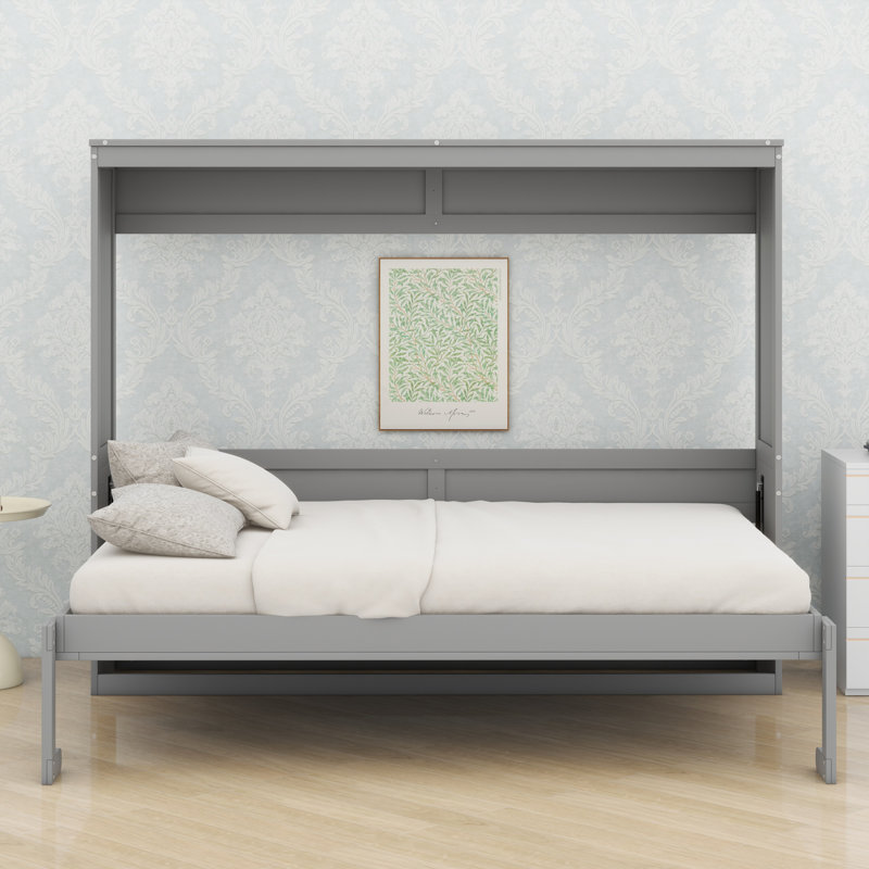 Sturdy Practical Murphy Bed, Gray, Full