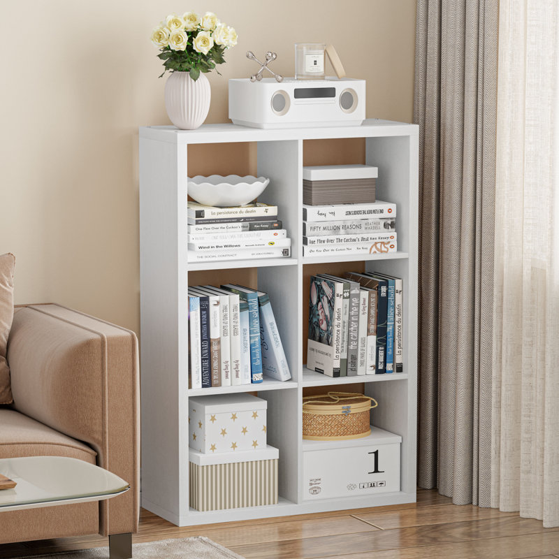 Étagère de rangement en bois à 6 cubes avec rangement ouvert pour le salon, la chambre à coucher et le bureau blanc, Blanc