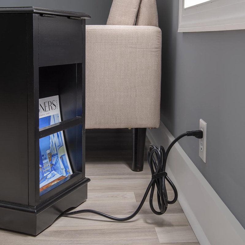 Modern Accent Table With Pull-Out Tray, Hidden Storage, And Coasters For Sofa Or Chair