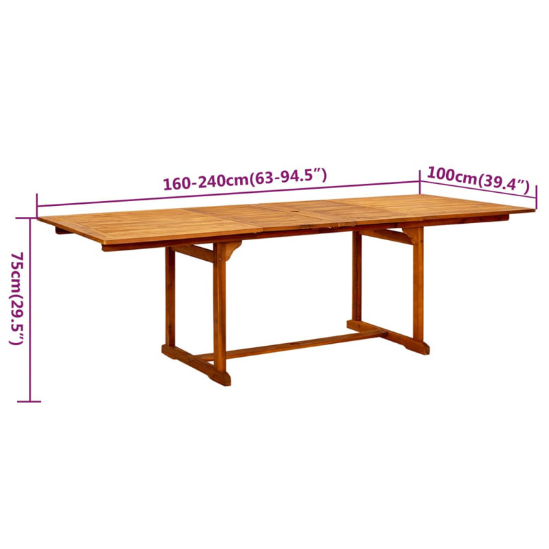 Jameelah 8 - Person Acacia Patio Dining Set with Rectangular Table, Brown
