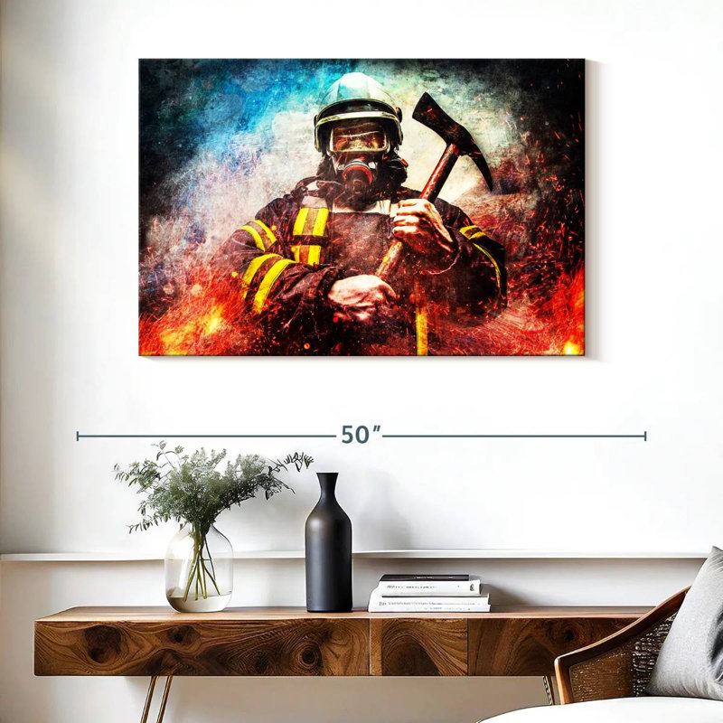 Lelar Masked Firefighter, 26'' H x 39'' W