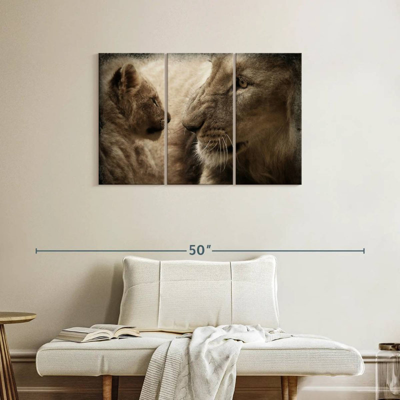 Brampt Lion And His Cub, 24'' H X 38'' W