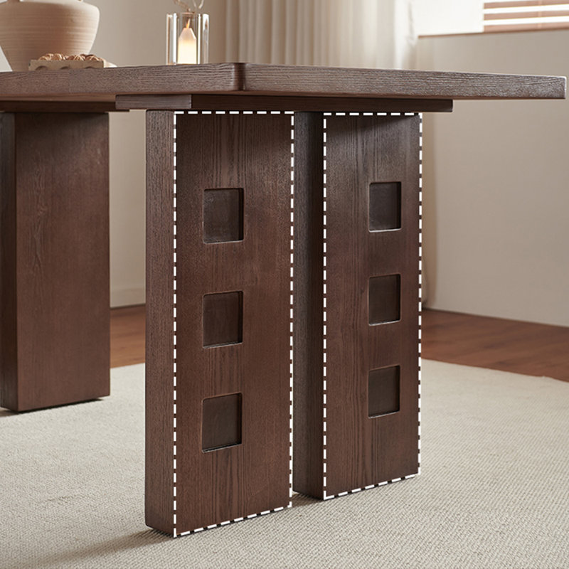 Simple rectangular solid wood mosaic dining table, 29.52"H x 86.61"L x 39.37"W