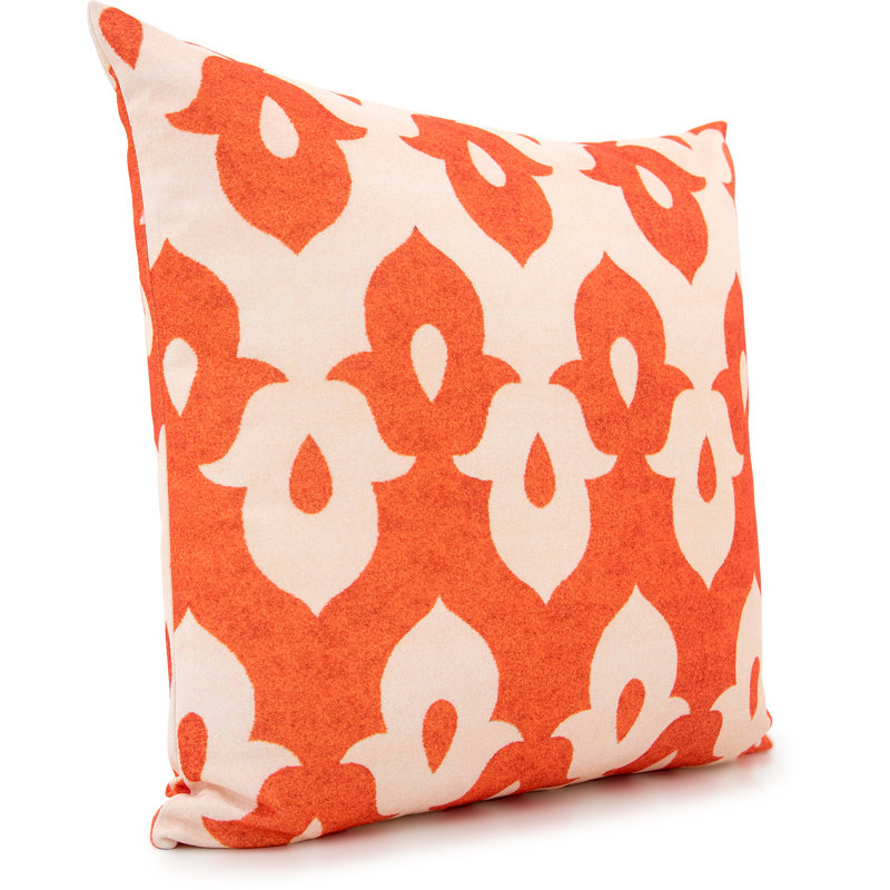 Housse de coussin Ikat 18 po, Crème/orange