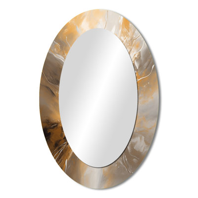 Gold And Silver Chromatic Essence II - Gold Modern Oval Wall Mirror