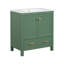 Meuble-lavabo vert 30 po avec lavabo simple, meuble-lavabo sous le comptoir, armoire de rangement pour la salle de bain avec 2 portes et un tiroir, fermeture en douceur, rangement multifonctionnel