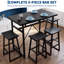 Ensemble table et chaises de salle à manger en PVC noir de style industriel pour 4 personnes avec tabourets escamotables – Table de bar moderne et peu encombrante pour petits espaces-1836049194
