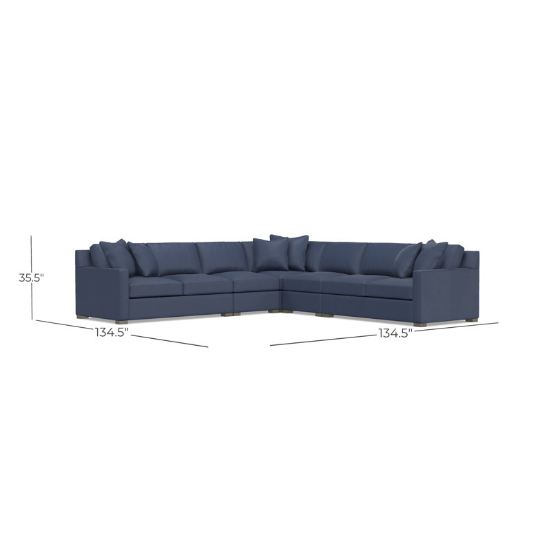 Bernhardt Kelsey 5-Piece Fabric Sectional, Blue Polyester
