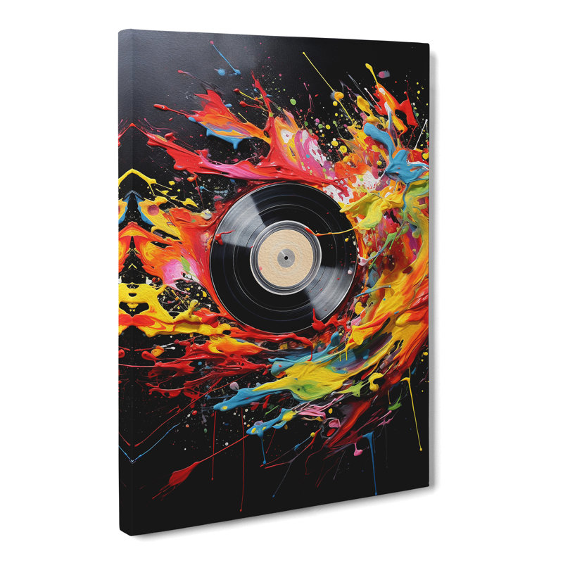 Vinyl Record Action Painting - Print, 50cm H x 35cm W x 3cm D