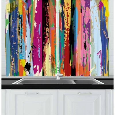 Striped Pointed Kitchen Curtain