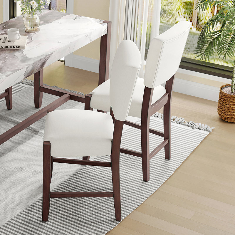 Ensemble de 2 tabourets de bar Mid-Century modernes de 40,4 pouces avec dossier, revêtus de lin, pour la cuisine et la salle à manger, beige