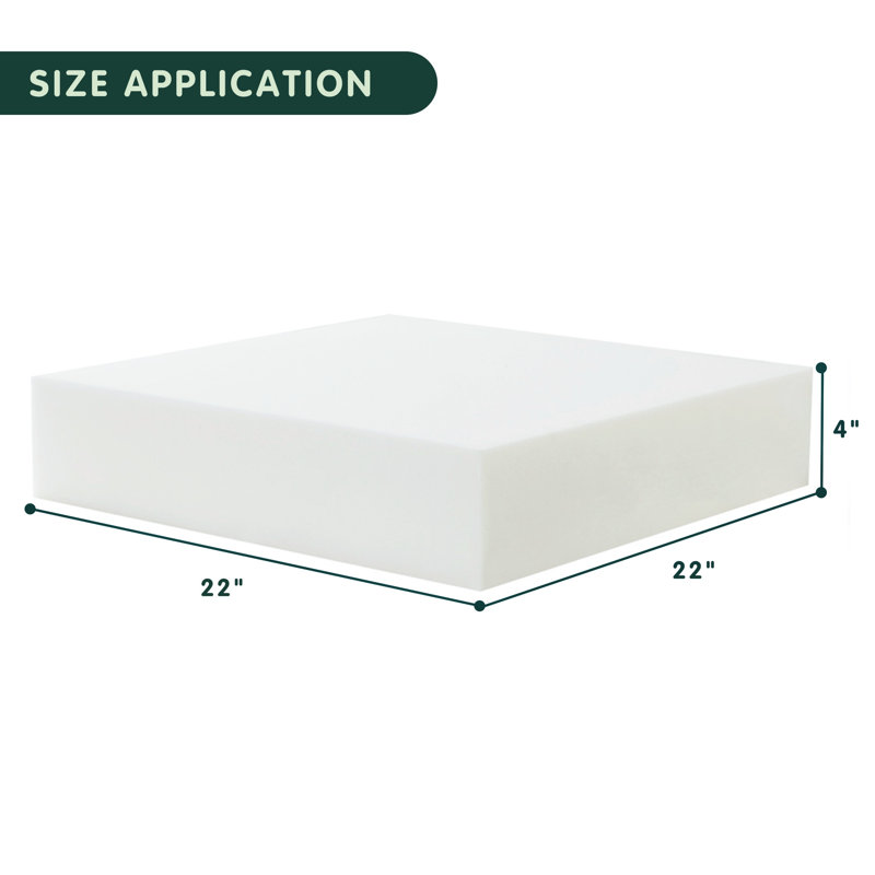 Coussin de siège à haute densité DIY, H 4 po x l 22 po x L 22 po