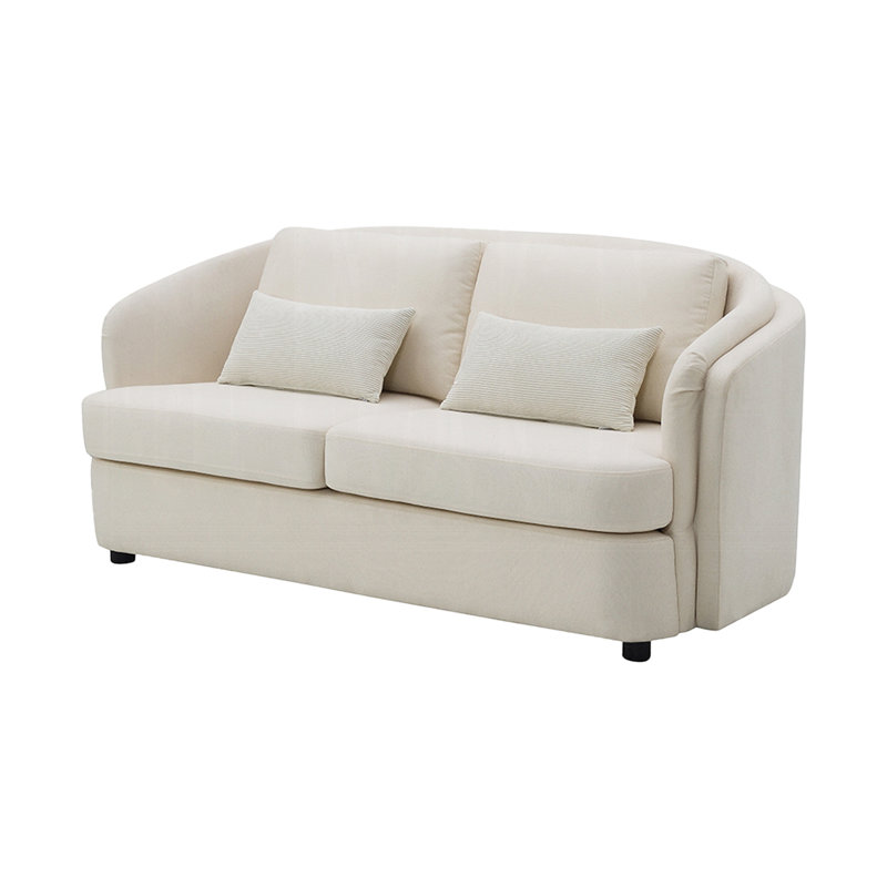 Canapé deux places de 176 cm de large avec 2 coussins, lin beige