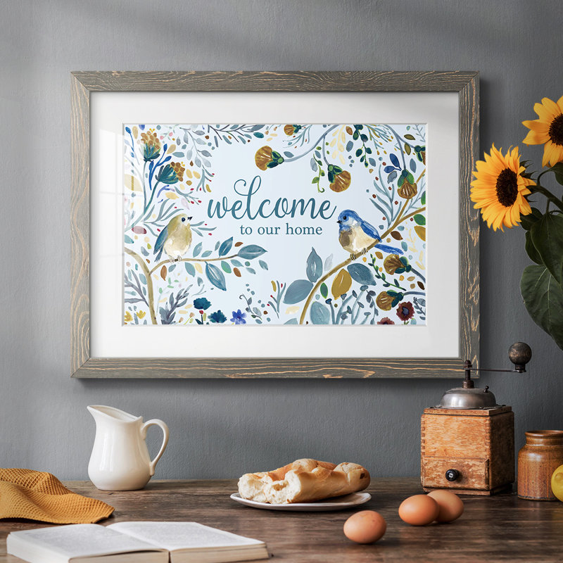 Welcome To Our Home, reproduction d'art encadrée sur papier, Gris
