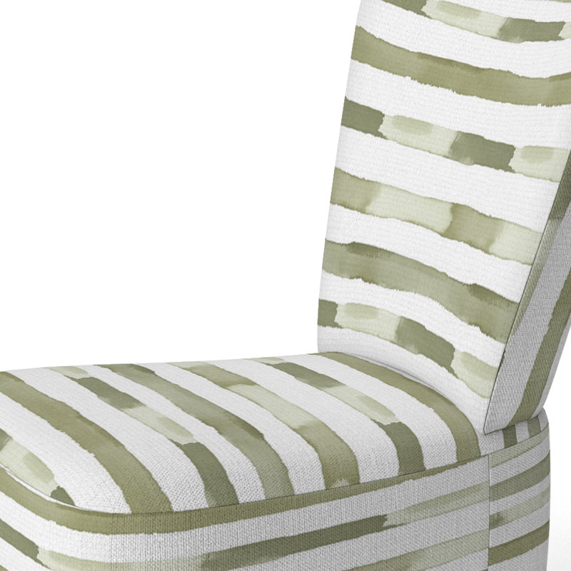 Chaise d'appoint rayée vert et blanc, Chaise d'appoint sans accoudoirs