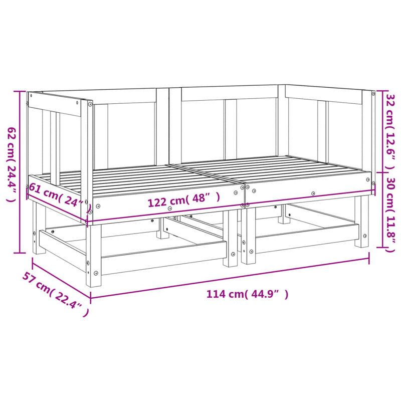 Winta 61cm Wide Outdoor Rectangle Patio Sofa, Grey