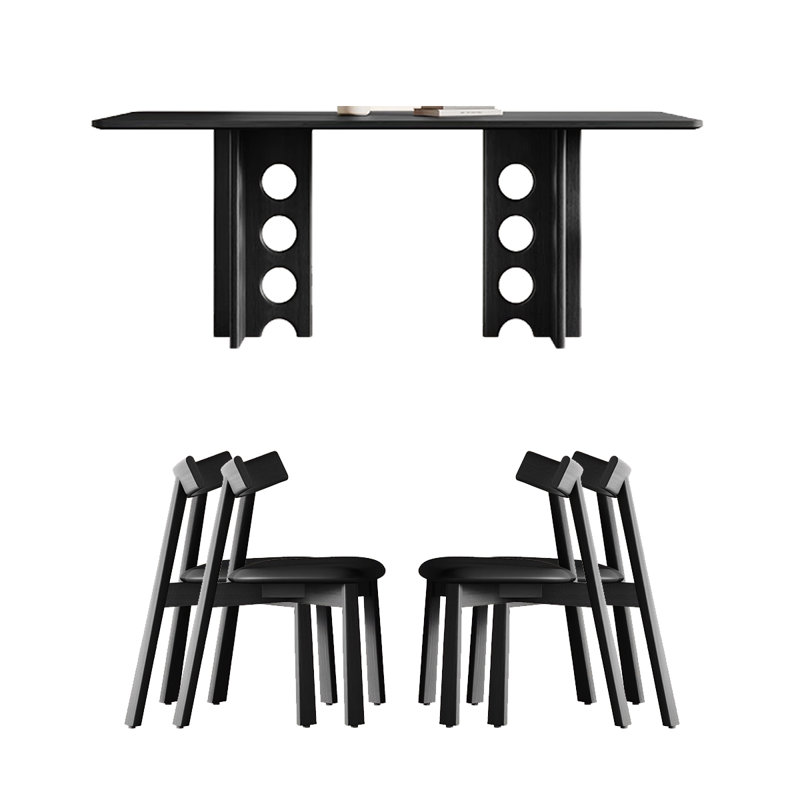 Ensemble de salle à manger rectangulaire en bois massif Modern, H 29,53 po x L 63 po x l 31,5 po