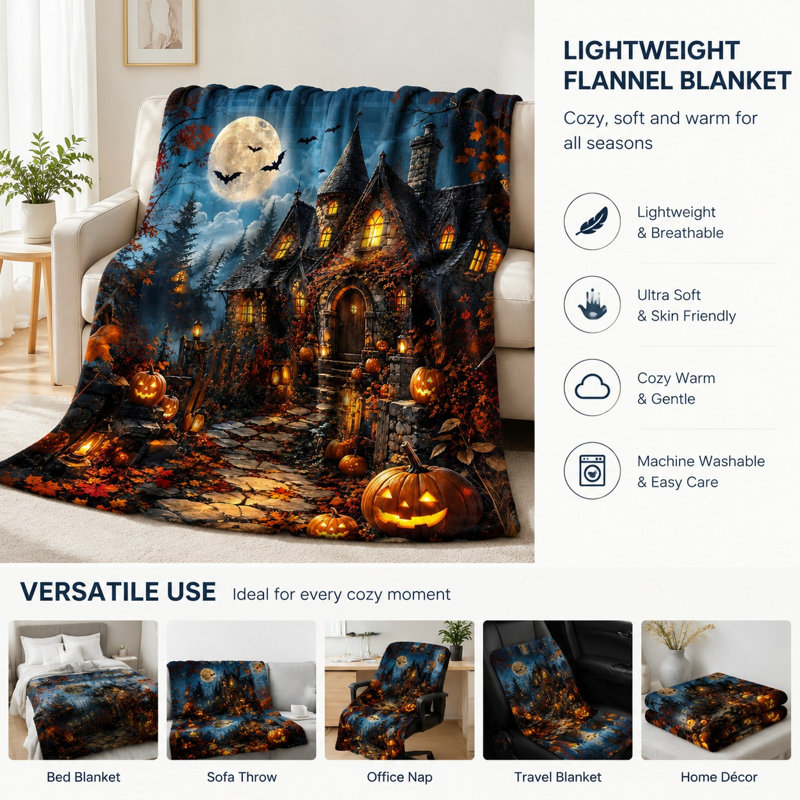 Jeté Spooky Halloween House, Jeté standard (l 50 po x L 60 po)