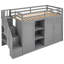 Lit mezzanine fonctionnel avec 3 tablettes, 2 armoires et 2 tiroirs, échelle avec rangement, aucun sommier nécessaire-1525404904