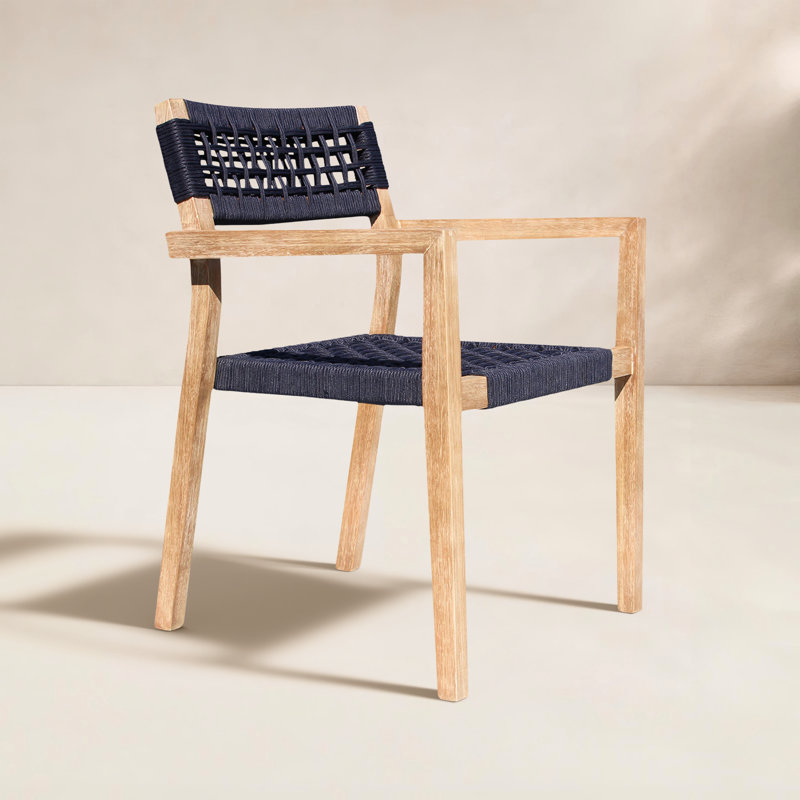 Fleur Wood Premium All-Weather Wicker Outdoor Stacking Dining Armchair