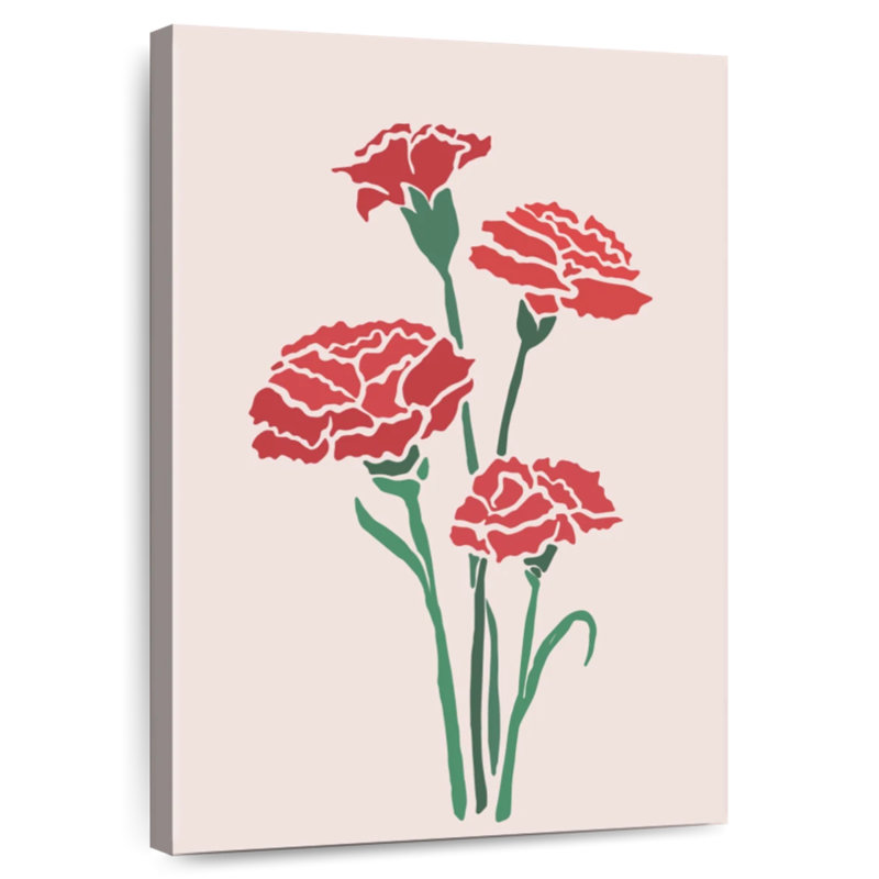 Harnek Red Carnations, 51" H x 34" W