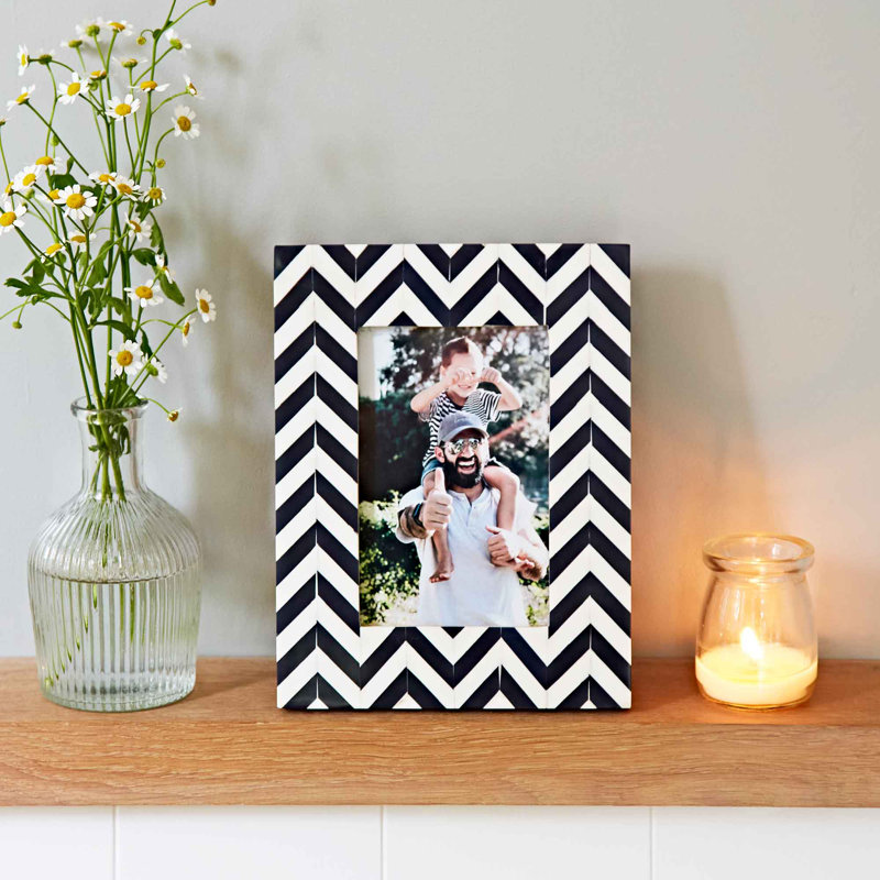 Neha Navy Chevron Patterned Photo Frame, 4" x 6"