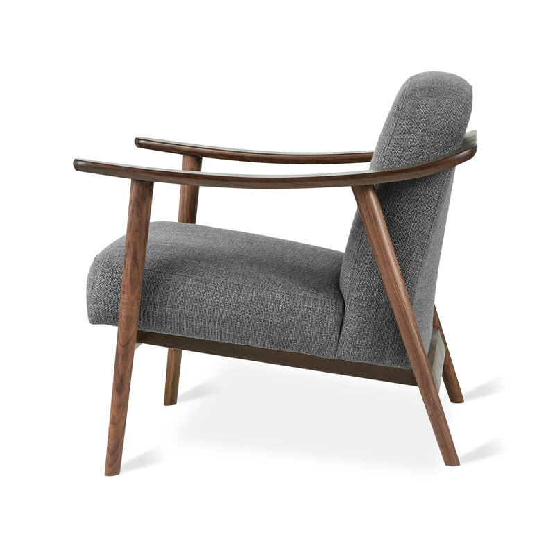 Baltic 76.2Cm Top Grain Leather Wide Armchair, Andorra Pewter Performance Basketweave, Walnut