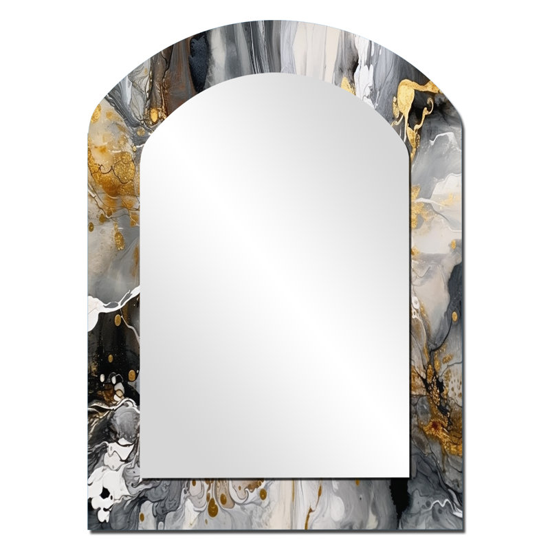 Miroir mural gris moderne délicat, 34 po x 25 po