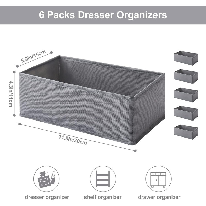 6-pack Woven-fabric Drawer Organizers
